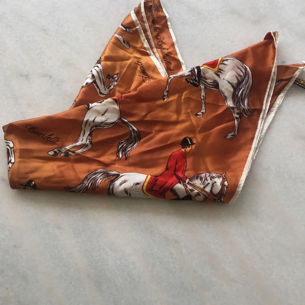 Silk-Feel Copper Printed Bandana Scarf